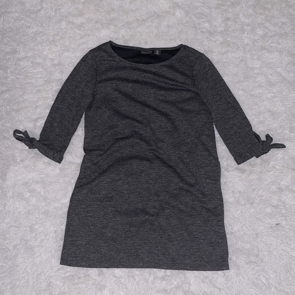 Adrienne Vittadini 3/4 Sleeve Charcoal Grey Sheath Dress Size Small